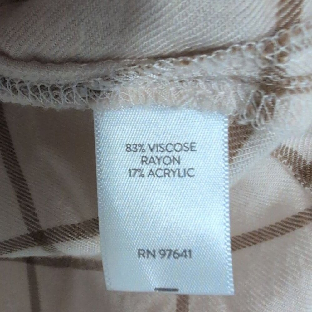 J Jill Windowpane Check Shirt Womens Petite Size Large Beige Check Button Front - Picture 5 of 9